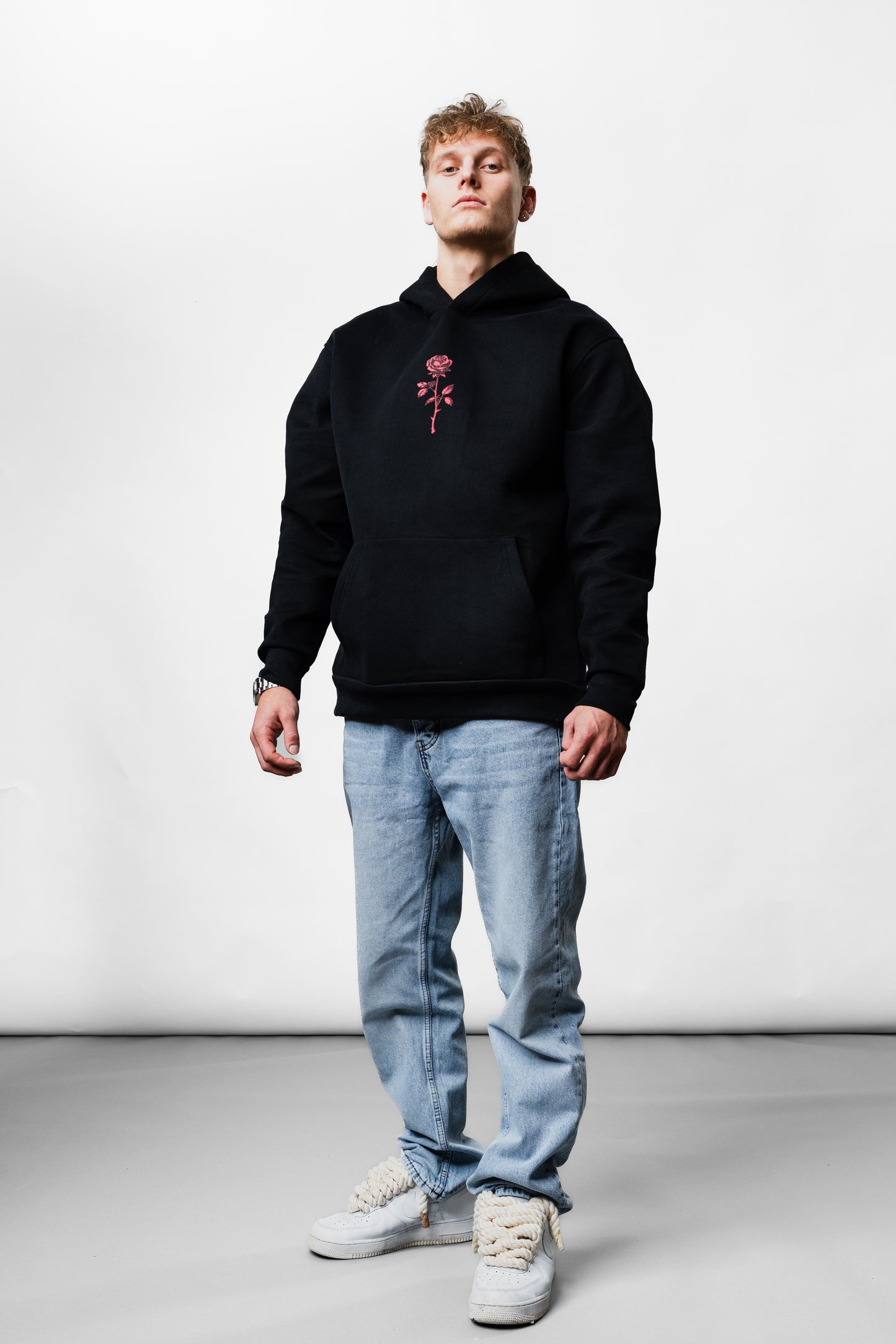Rose Black Oversize Hoodie C-1020