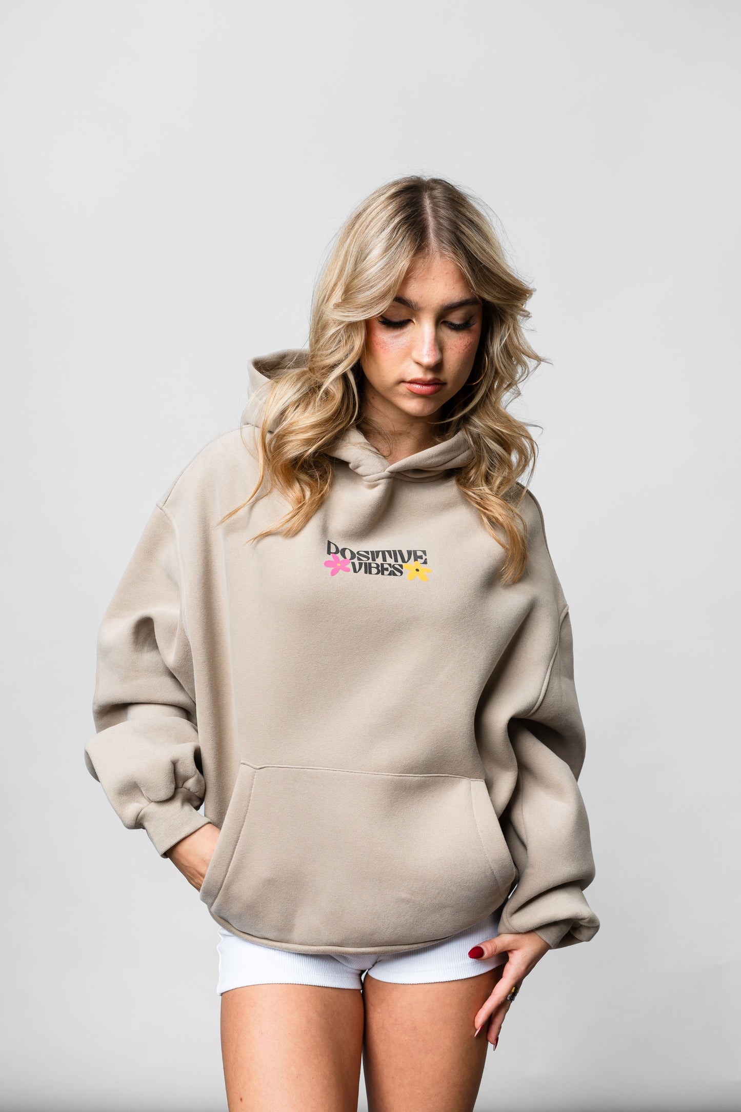 Positive Vibes Brauner Oversize-Hoodie C-1025