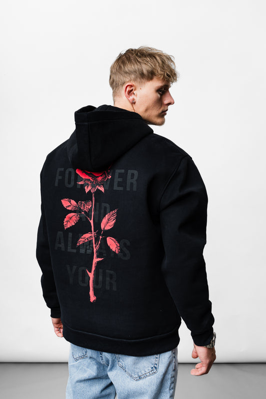 Rose Black Oversize Hoodie C-1020