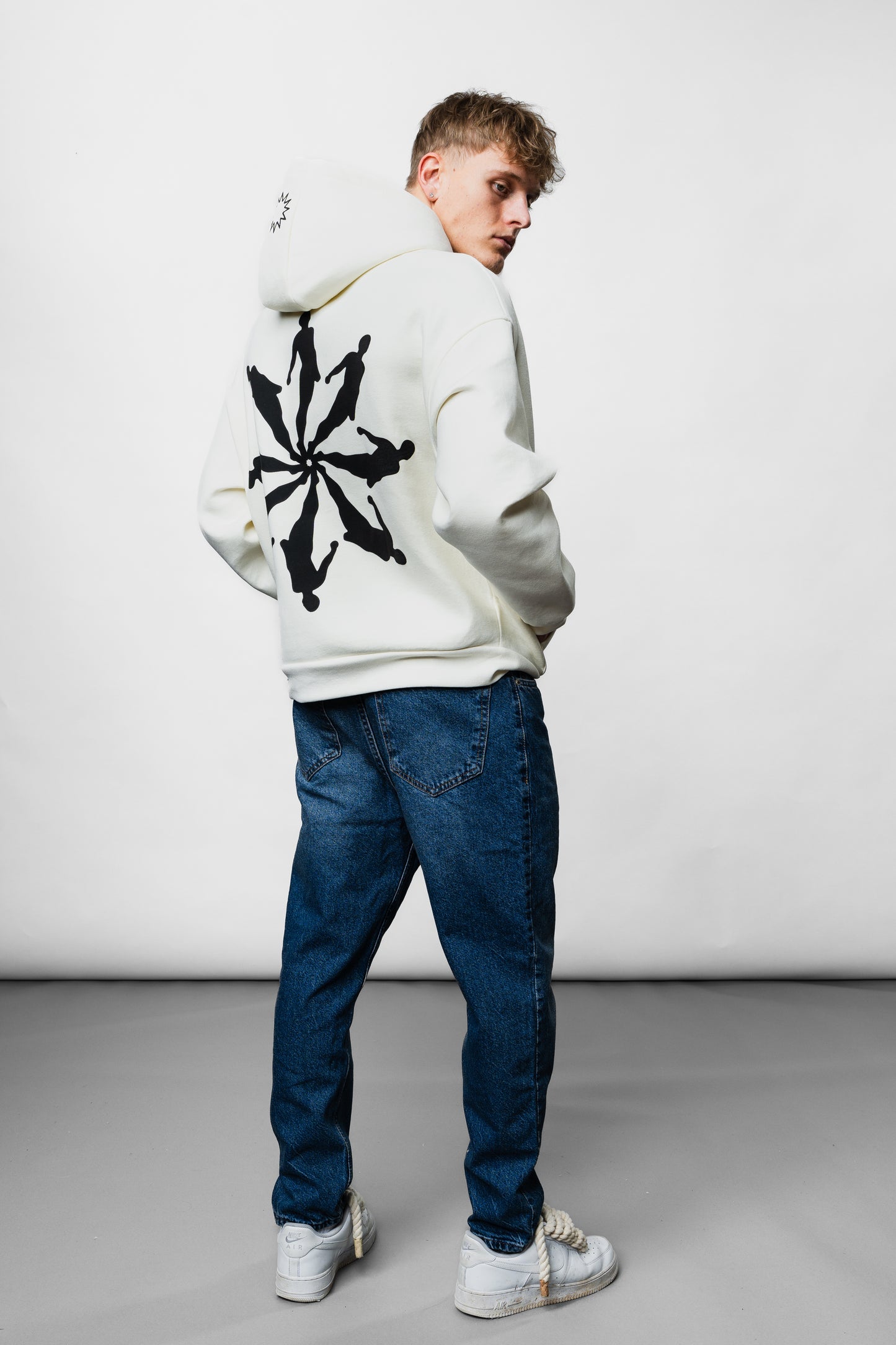 Human White Oversize Hoodie C-1022
