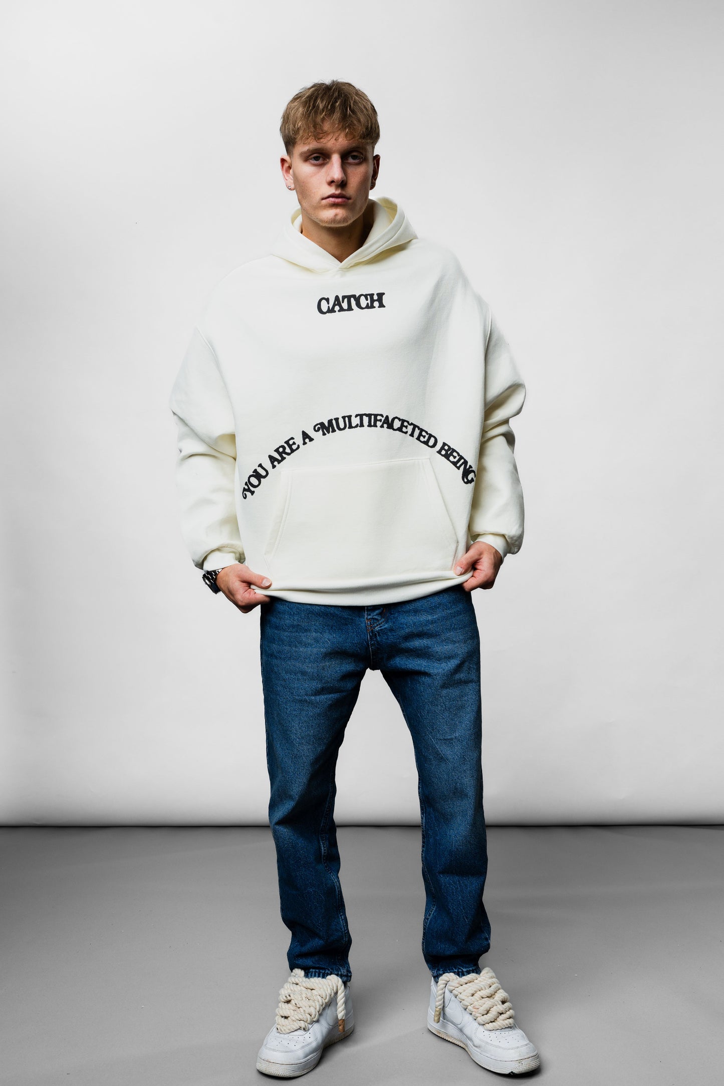 Human White Oversize Hoodie C-1022