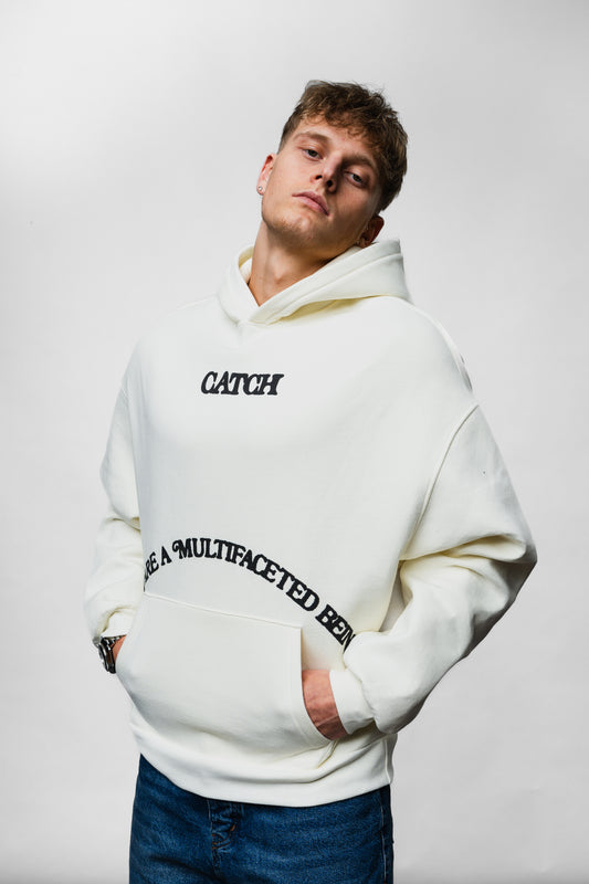 Human White Oversize Hoodie C-1022