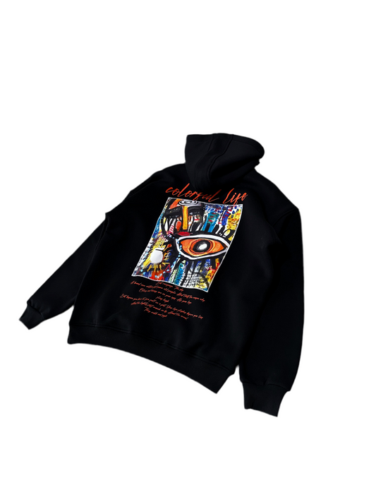 Colorful Life Black Oversize Hoodie B-1060