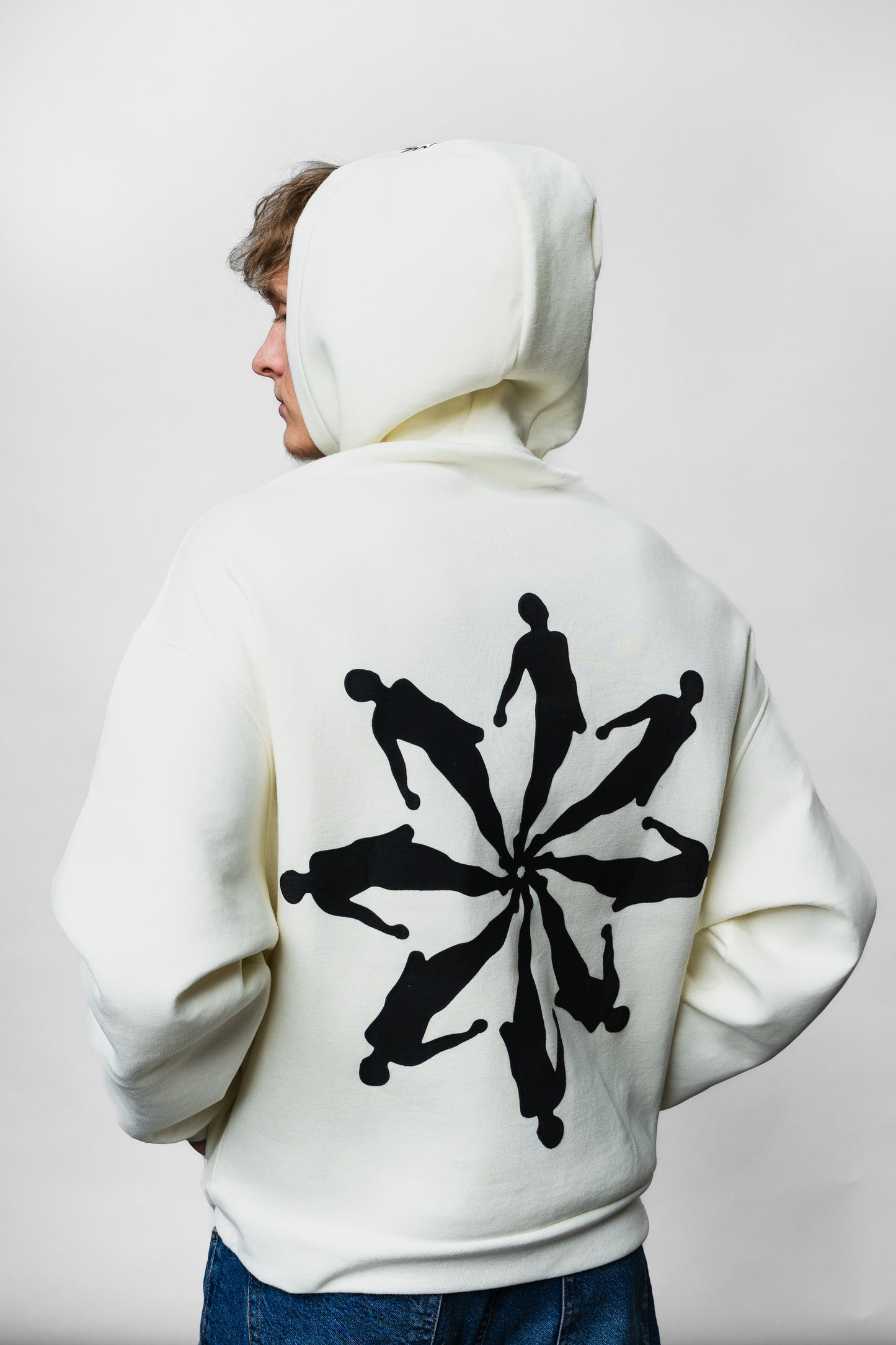 Human White Oversize Hoodie C-1022