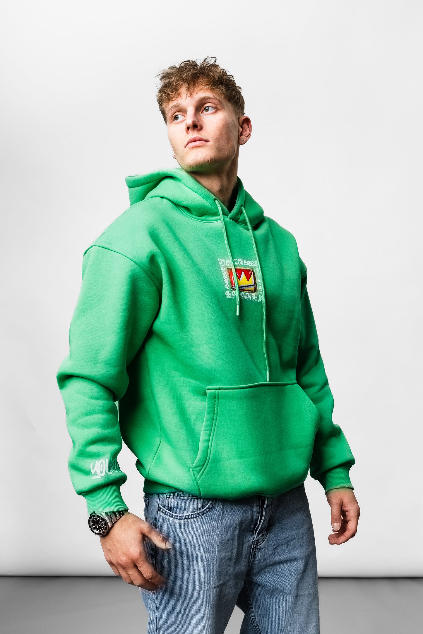 King Angels Green Oversize Hoodie B-1068