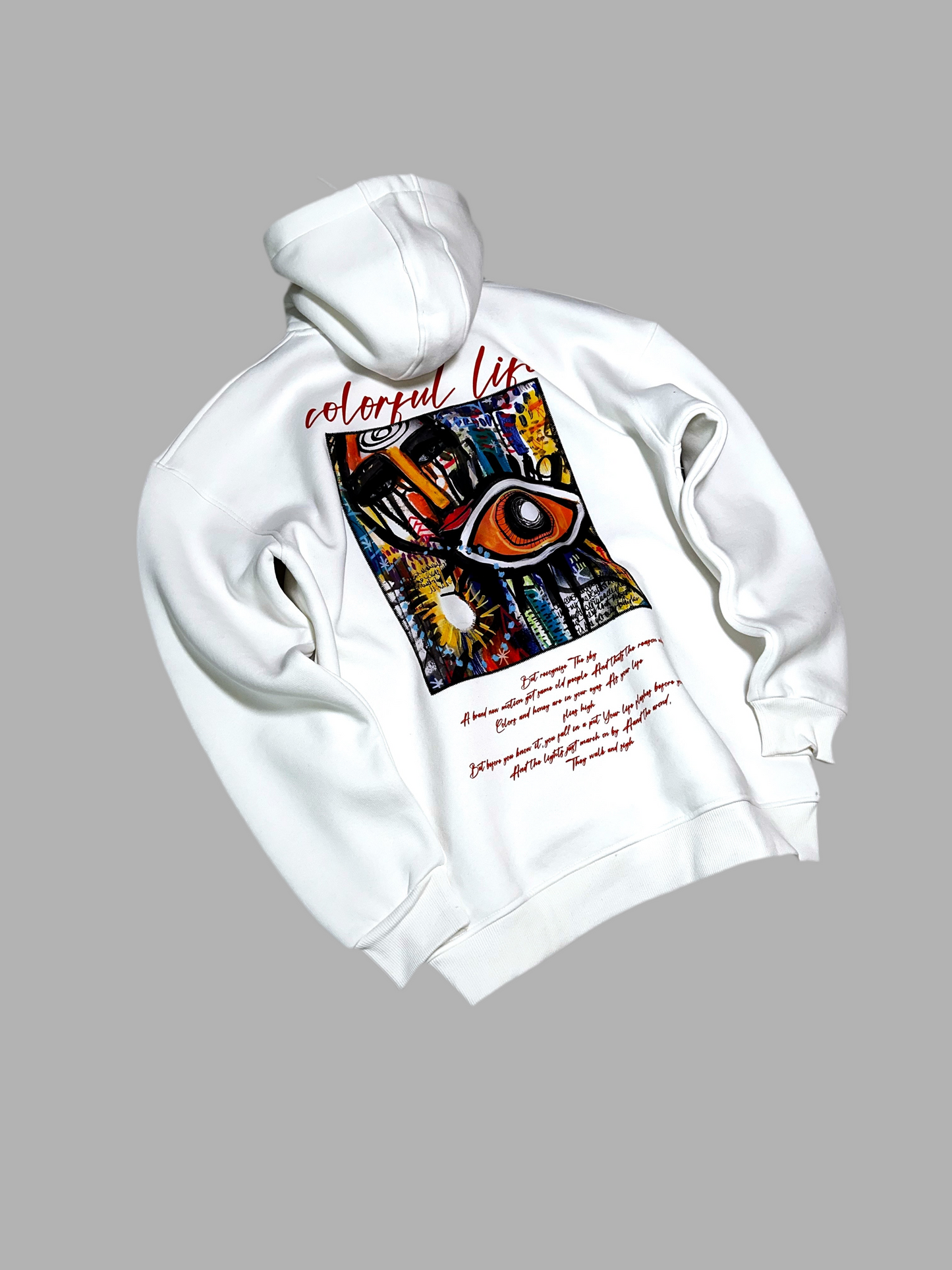 White Colorful Life Hoodie B-1061