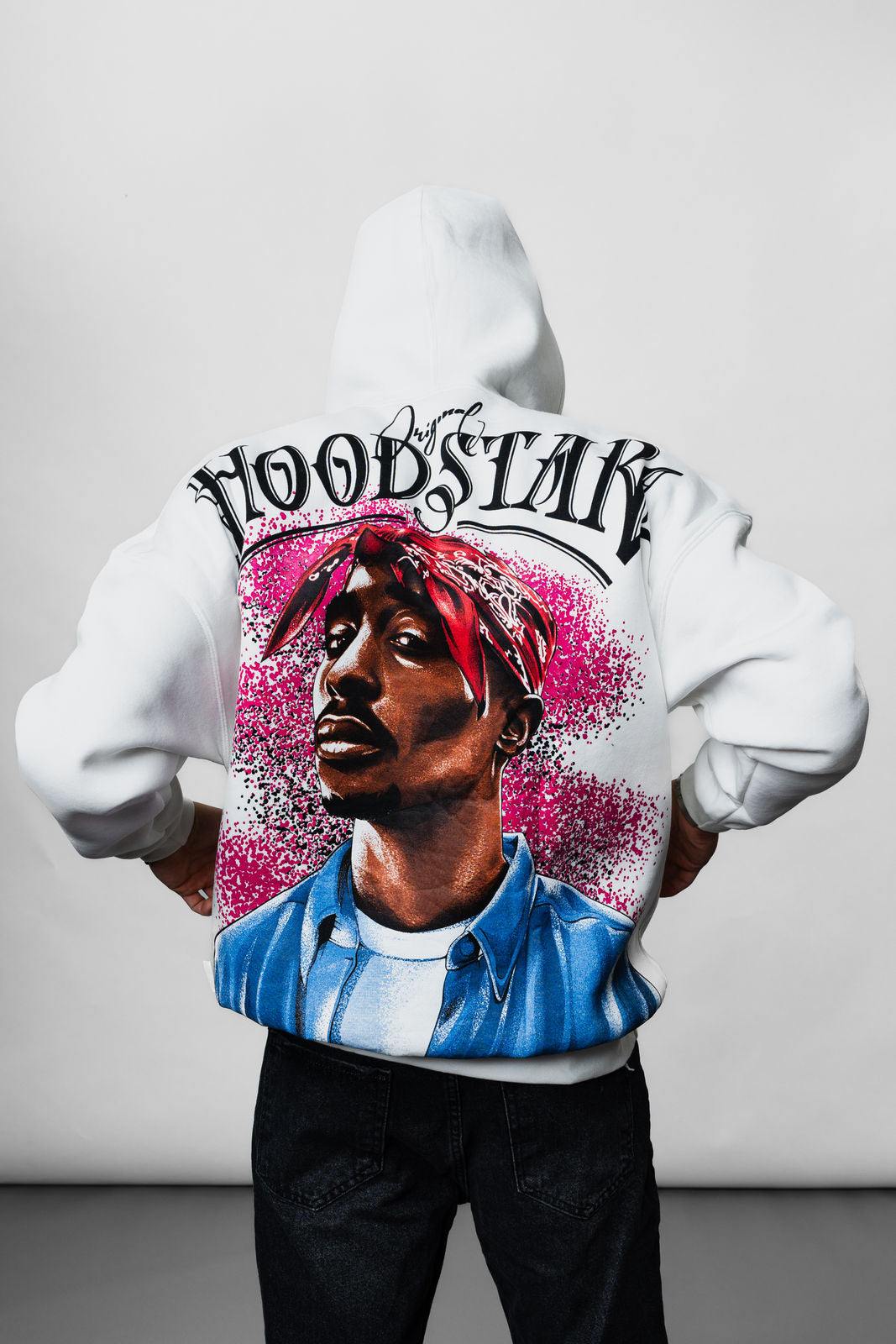 White 2Pac Printed Hoodie JJ-1009