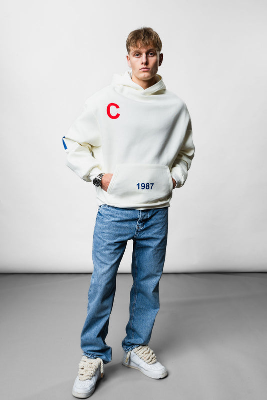 Letters White Oversize Hoodie C-1034