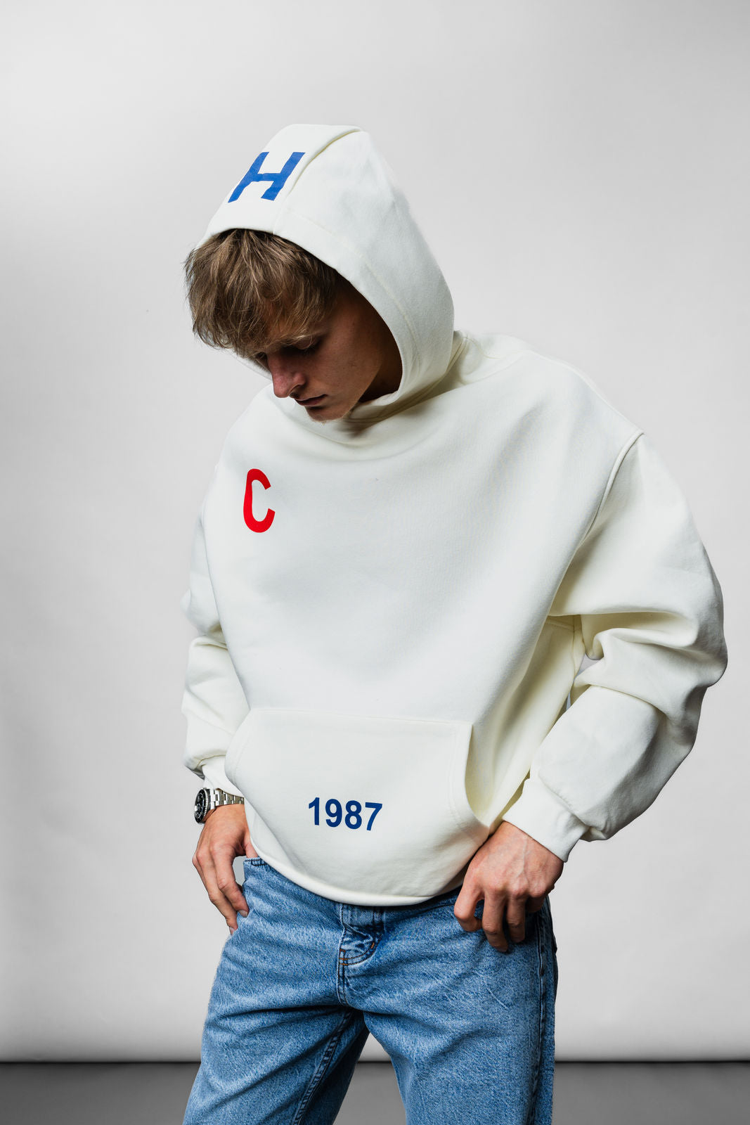 Letters White Oversize Hoodie C-1034