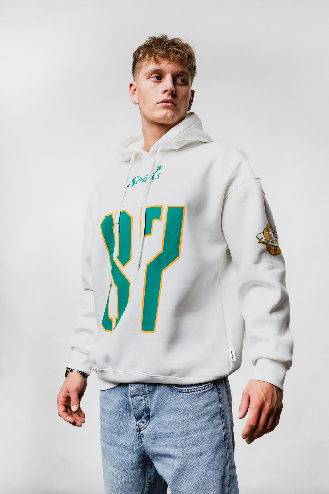 Sparks White Oversize Hoodie JJ-1028