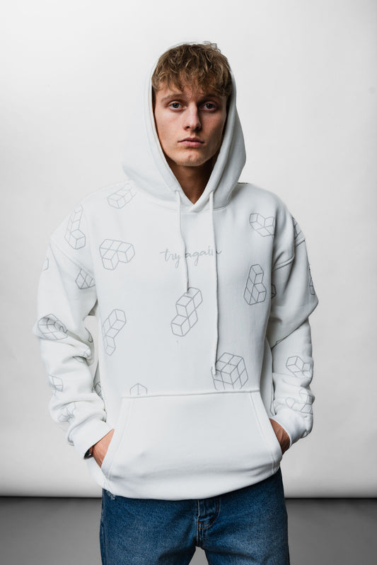 White Tetris Oversize Hoodie B-1065