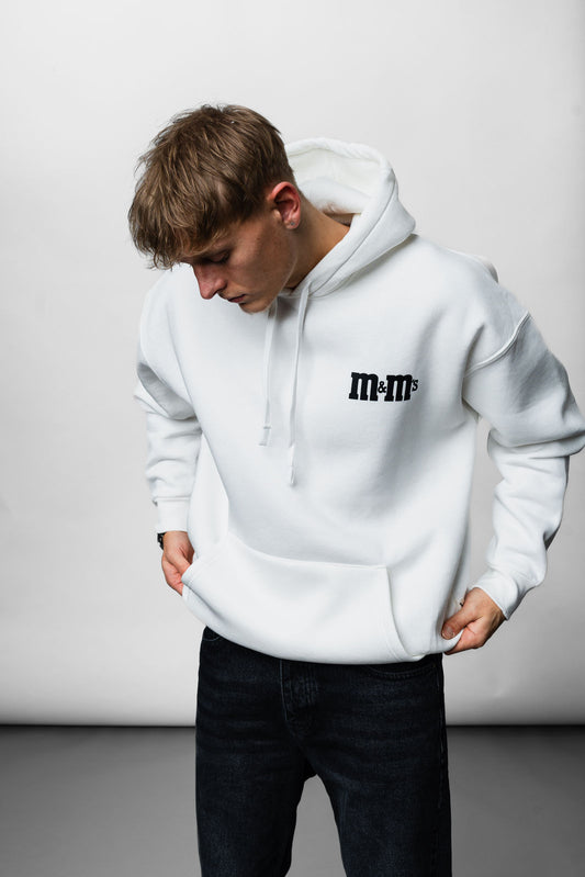 White Oversize M&M's Hoodie JJ-1004