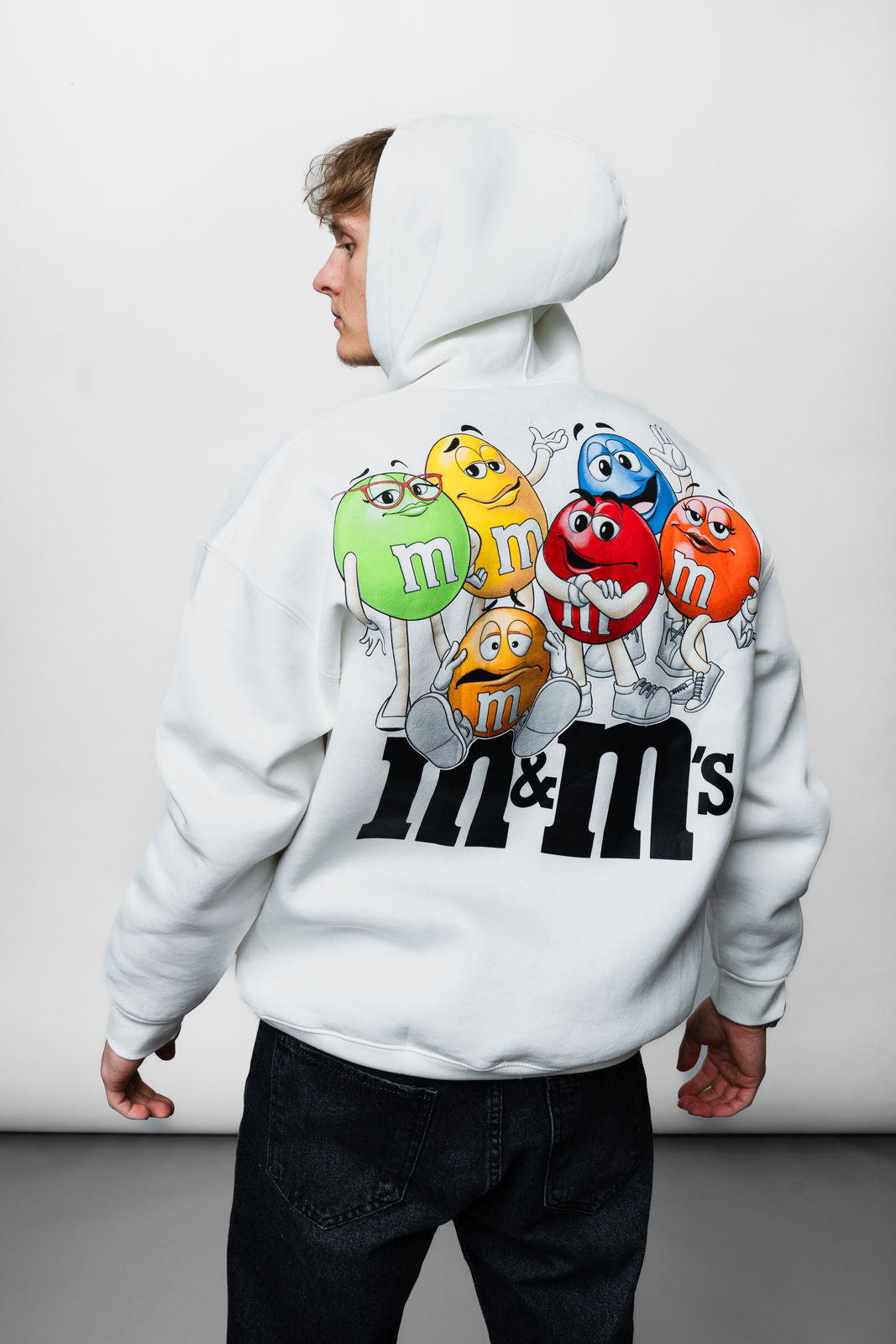 White Oversize M&M's Hoodie JJ-1004