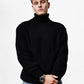 Black knitted Turtle Neck Sweater TT-1002