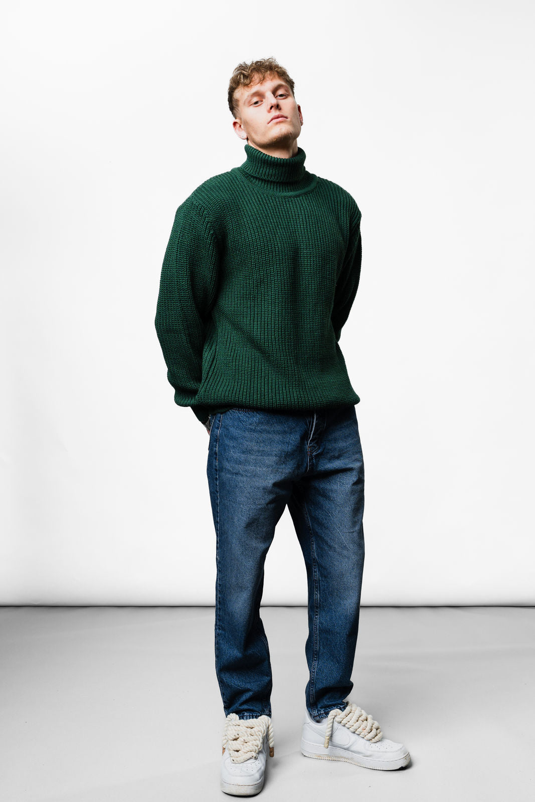 Green knitted Turtle Neck Sweater TT-1001
