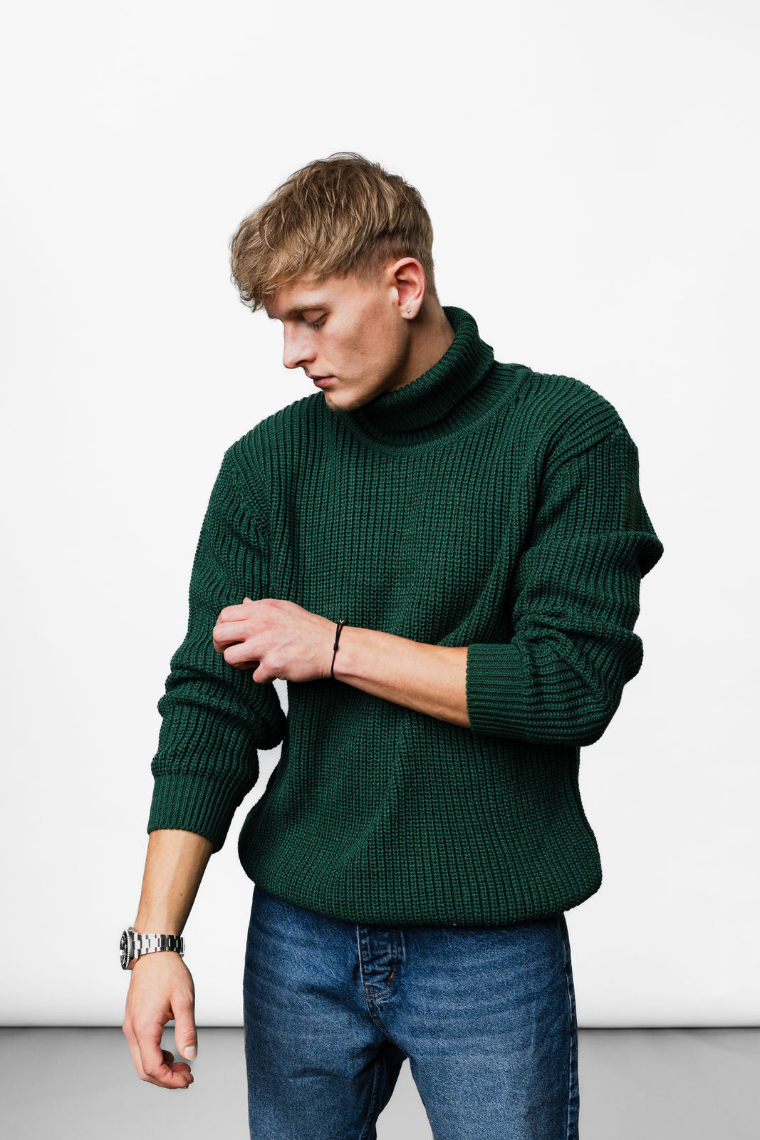 Green knitted Turtle Neck Sweater TT-1001