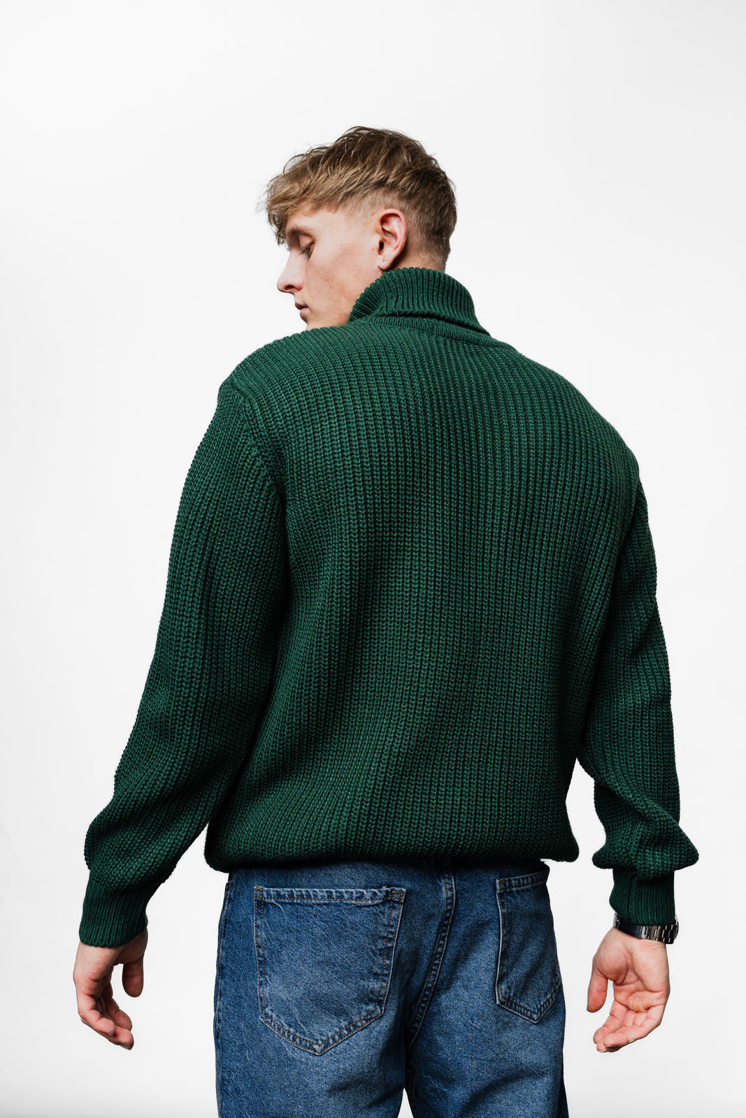 Green knitted Turtle Neck Sweater TT-1001