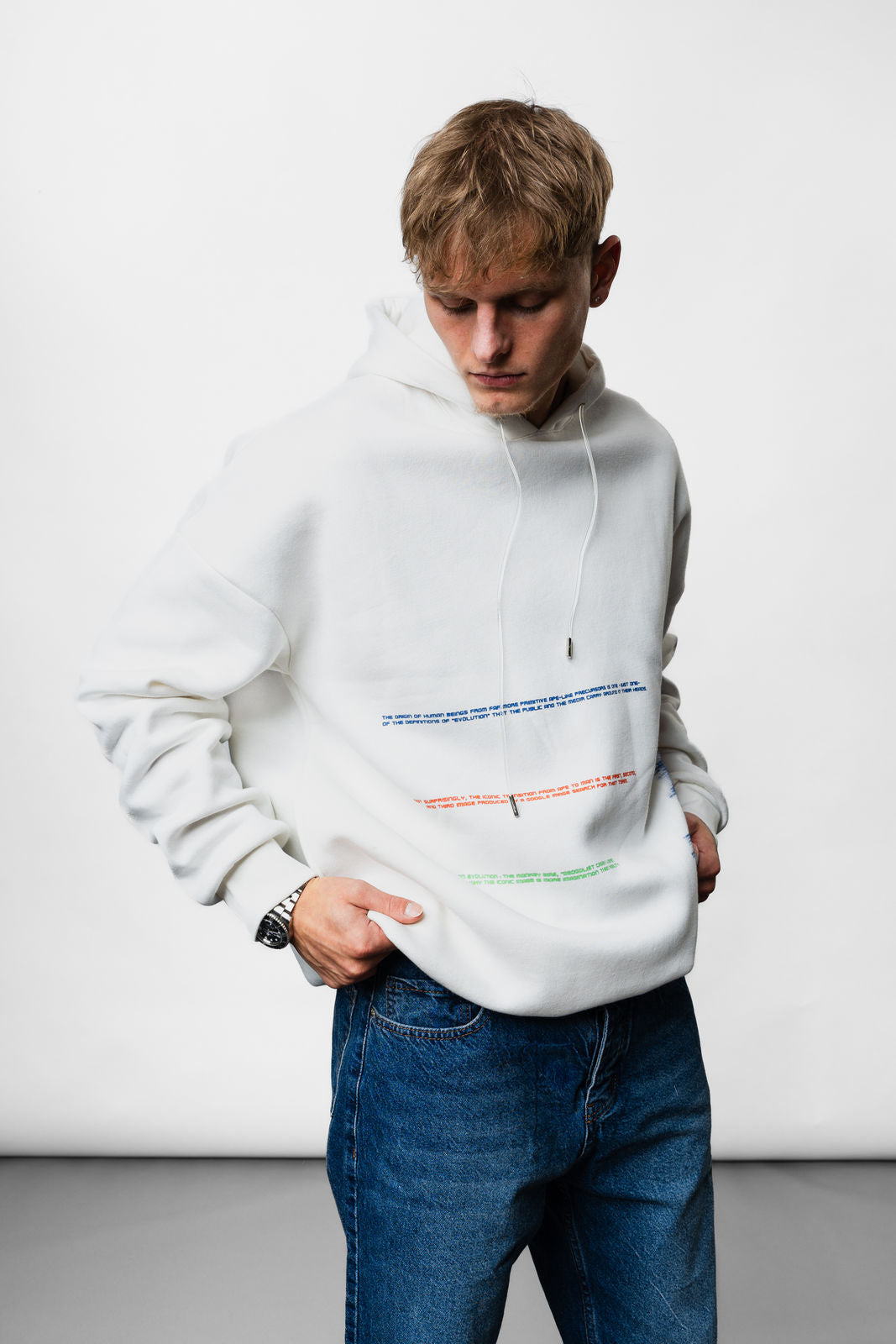 Skull White Oversize Hoodie B-1039