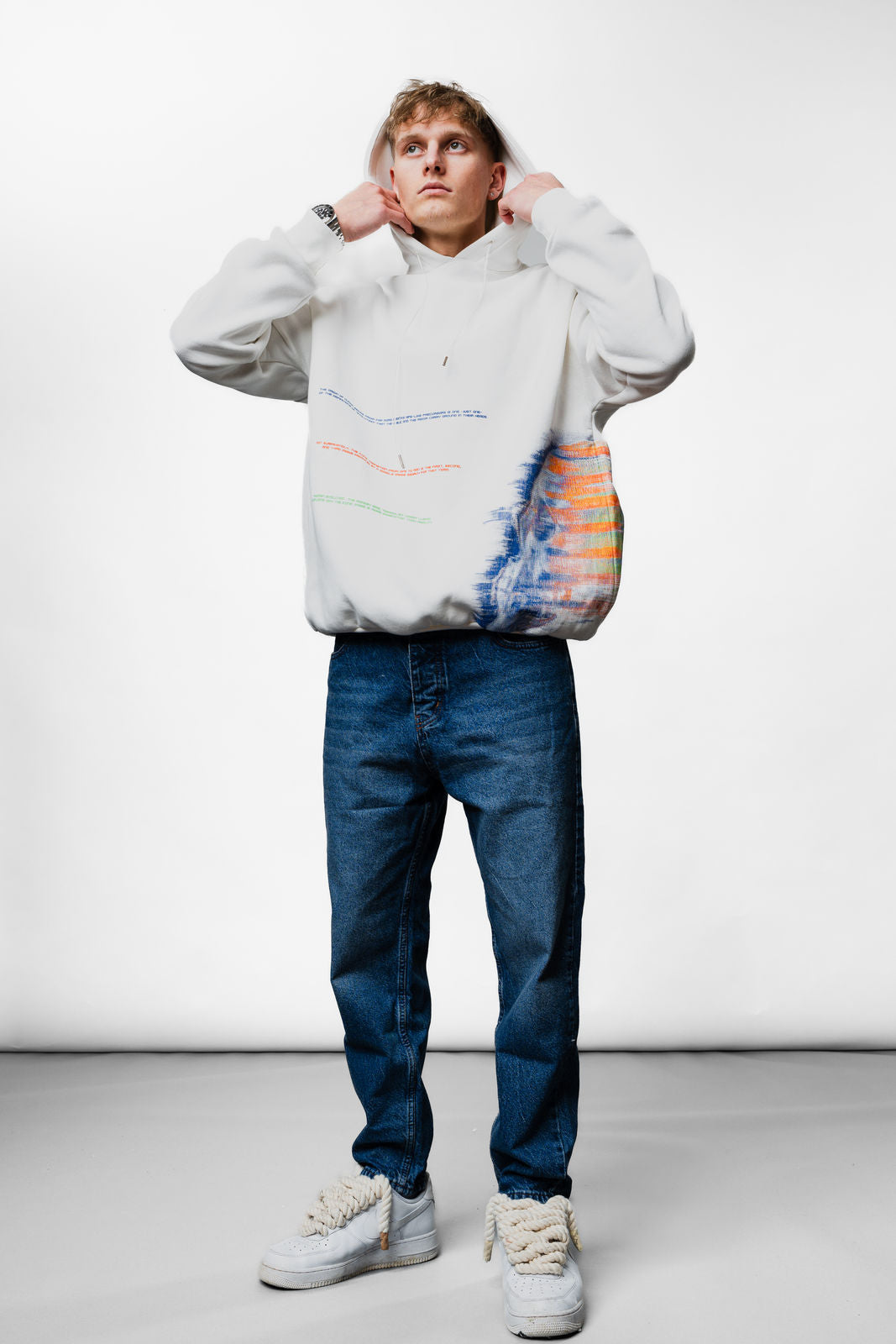 Skull White Oversize Hoodie B-1039