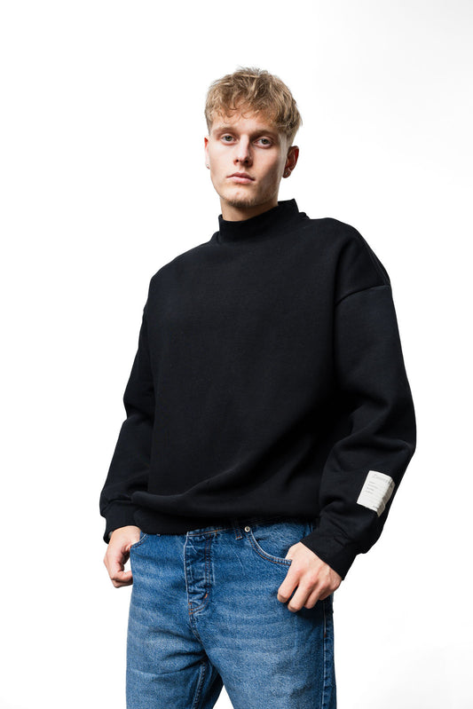 Black Basic Oversize Sweatshirt EL-1079