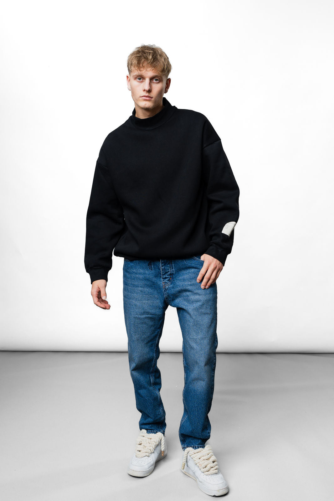 Black Basic Oversize Sweatshirt EL-1079